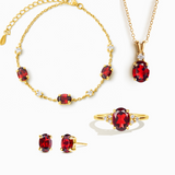 Complete Set - Garnet Jewellery Set in 18k Gold Vermeil