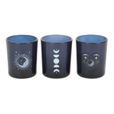 Set of 3 Blue Moon Votive Candle Holders — Celestial Glass