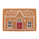 Natural Candy Cane Gingerbread House Doormat