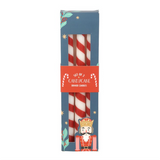 Set of 3 Candy Cane Stripe Taper Candles