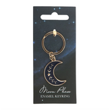 Blue Moon Phase Crescent Moon Keyring — Celestial Enamel Charm