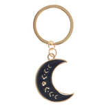 Blue Moon Phase Crescent Moon Keyring — Celestial Enamel Charm