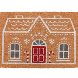 Natural Candy Cane Gingerbread House Doormat