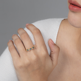 London Blue Topaz Emerald Cut Eternity Ring in 18k Gold Vermeil