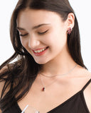 Large Red Gemstone Cluster Earrings in Sterling Silver