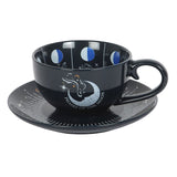 Blue Moon Phase Teacup & Saucer — Celestial Tea Ritual Set
