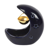 Blue Crescent Moon Hanging Oil Burner — Celestial Ceramic