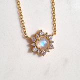 Rainbow Moonstone Necklace in 18k Gold Vermeil