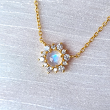 Rainbow Moonstone Necklace in 18k Gold Vermeil