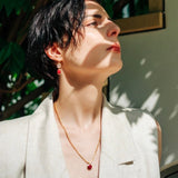 Charis Round Ruby Gemstone Necklace — Artisan Handcrafted