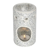 Silver Pillar Crackle Glass Oil Burner & Wax Melt Warmer