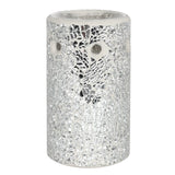 Silver Pillar Crackle Glass Oil Burner & Wax Melt Warmer