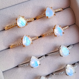 Rainbow Moonstone Ring in Rose Gold Vermeil