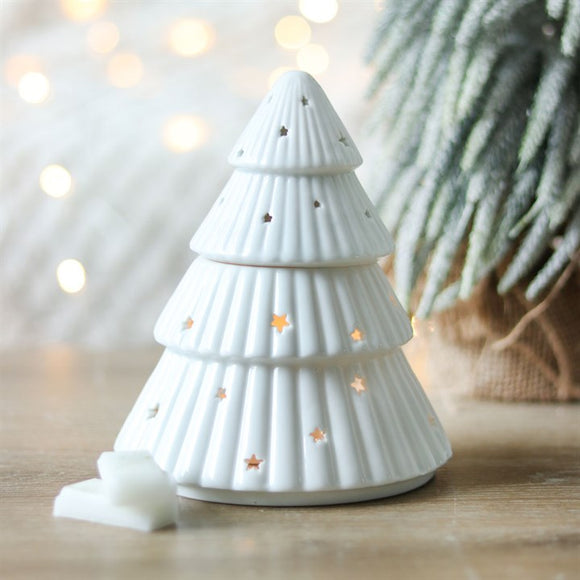 White Christmas Tree Ceramic Oil Burner