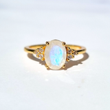 Rainbow Moonstone Ring in 18k Gold Vermeil (Oval Cut)