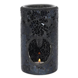 Black Crackle Glass Pillar Oil Burner and Wax Warmer