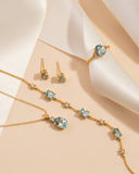 Complete Set - Blue Topaz Jewellery Set in 18k Gold Vermeil