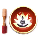 Large Buddha Singing Bowl Set- Black/Orange 14cm