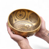 Pure Brass Etched Buddha Singing Bowls Set of 4 Meditation Sound Bowls
