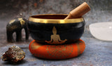 Large Buddha Singing Bowl Set- Black/Orange 14cm