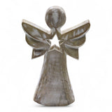 Mango Wood Angel - Whitewash with Star Cut Out