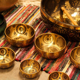 Pure Brass Etched Buddha Singing Bowls Set of 4 Meditation Sound Bowls