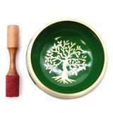 Large Tree of Life Singing Bowl Set- Green 14cm
