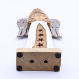 Large Mango Wood Star Angel Metal Wings & Enamel Detail