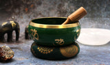 Large Tree of Life Singing Bowl Set- Green 14cm