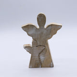 Mango Wood Angel in Angel - Whitewash