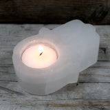 Selenite Hamsa Candle Holder 