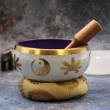 Large Yin & Yang Singing Bowl Set- White/Purple 14cm