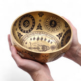 Pure Brass Etched Yogi Singing Bowls Set of 4 Meditation Sound Bowls