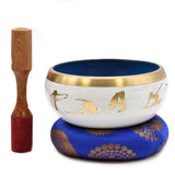Large Yoga Moves Singing Bowl Set- White/Blue 14cm