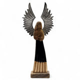 Large Mango Wood Gardian Angel Metal Wings & Enamel Detail