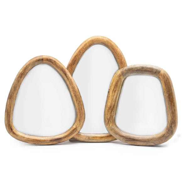 Set of 3 Pebble Shaped Mirrors - Dark Brown Finish