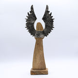 Large Mango Wood Gardian Angel Metal Wings & Enamel Detail
