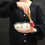 Large Buddha Singing Bowl Set- Black/Orange 14cm