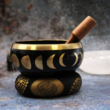 Large Moon Phase Singing Bowl Set- Black 14cm