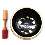 Large Moon Phase Singing Bowl Set- Black 14cm