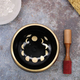 Large Moon Phase Singing Bowl Set- Black 14cm