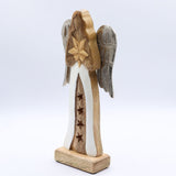 Large Mango Wood Star Angel Metal Wings & Enamel Detail