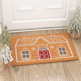 Natural Candy Cane Gingerbread House Doormat
