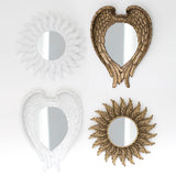 47cm Round Antique Gold Angel Wing Mirror