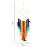 95cm White and Rainbow Feather Dreamcatcher