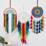 95cm White and Rainbow Feather Dreamcatcher