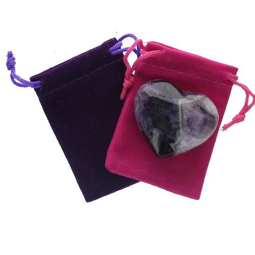 Amethyst Chevron Gemstone Heart Large in a Pouch