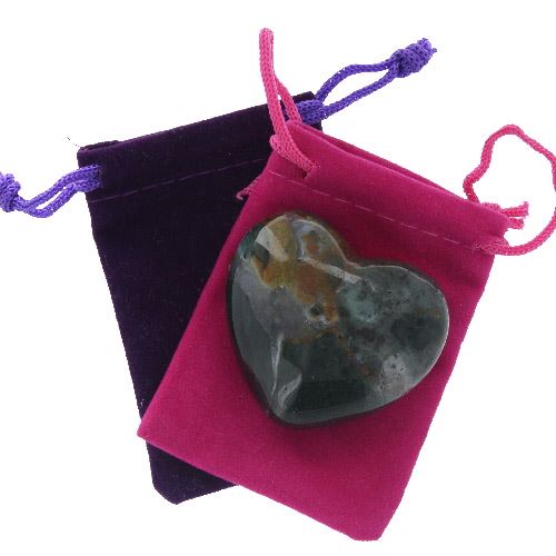 Bloodstone Gemstone Heart Large in a Pouch
