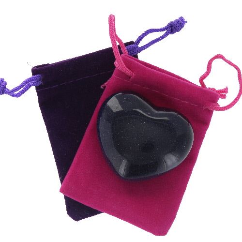 Blue Goldstone Gemstone Heart Large in a Pouch