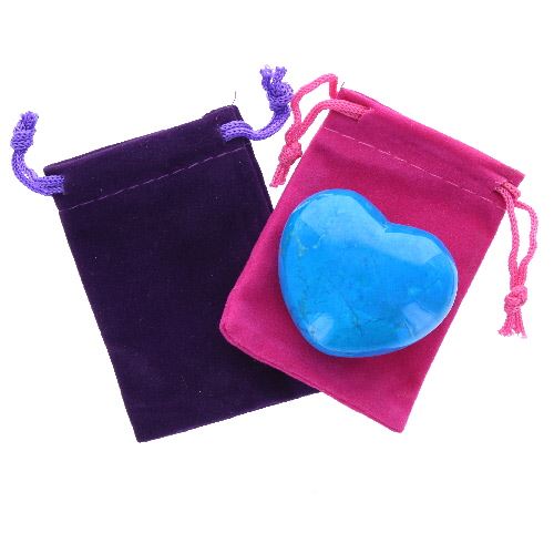 Blue Howlite Gemstone Heart Large in a Pouch